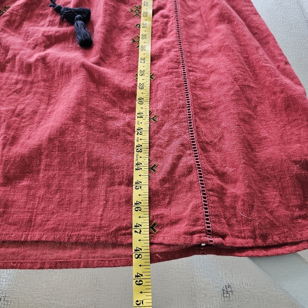 Zara TRF Boho Maxi Dress Red Embroidered Long Sleeve Peasant Ethnic Festival M - Picture 10 of 16
